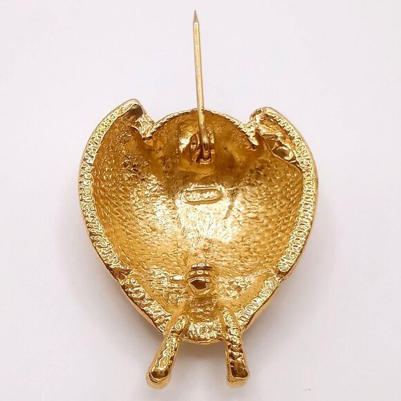 Roman Ladybug Brooch Gold Tone Black Red Enamel White Rhinestone Lapel Pin VTG - Picture 7 of 11